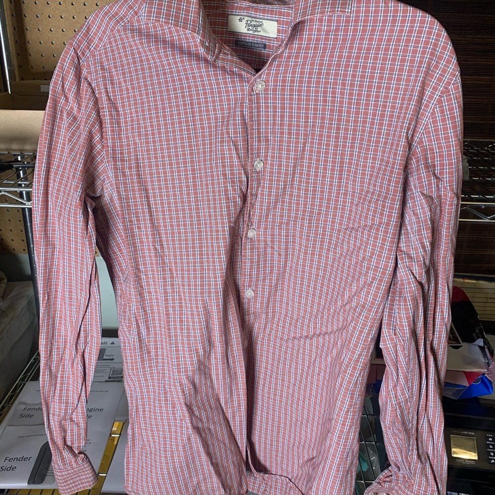 Orange Plaid Button Up -Slim Fit